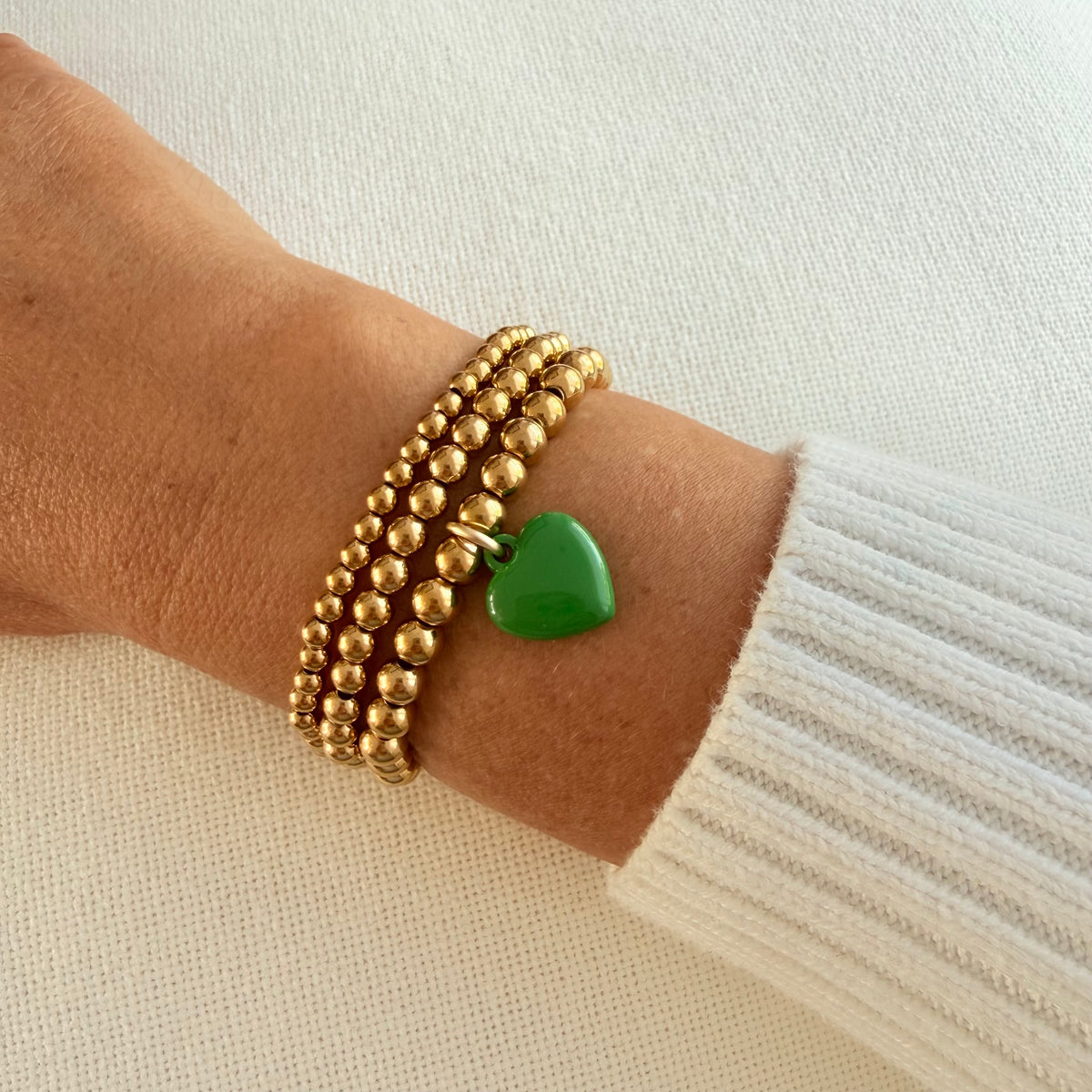 Delicate Green Heart Trio Bracelet