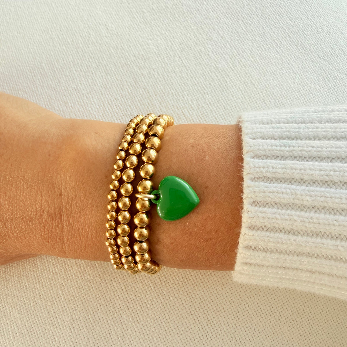 Delicate Green Heart Trio Bracelet