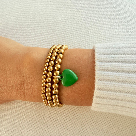 Delicate Green Heart Trio Bracelet