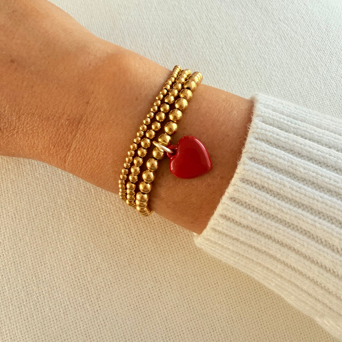 Delicate Red Heart Trio Bracelet