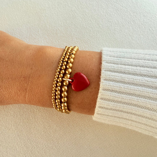 Delicate Red Heart Trio Bracelet