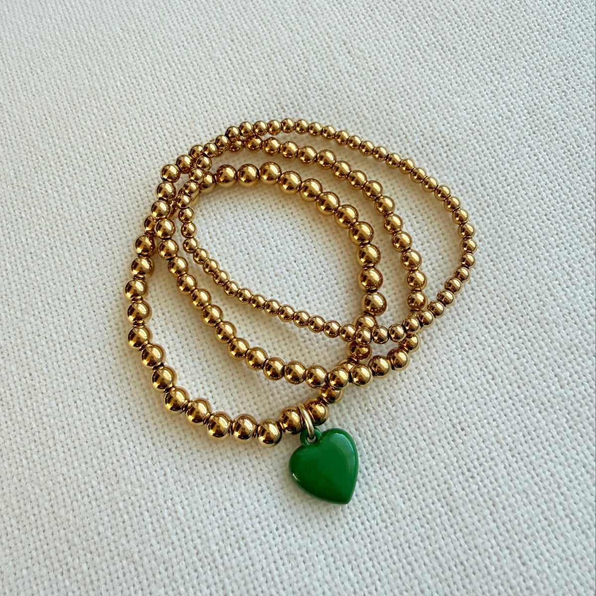 Delicate Green Heart Trio Bracelet