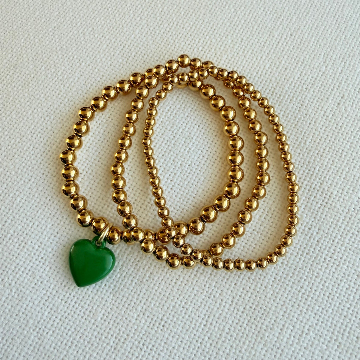Delicate Green Heart Trio Bracelet