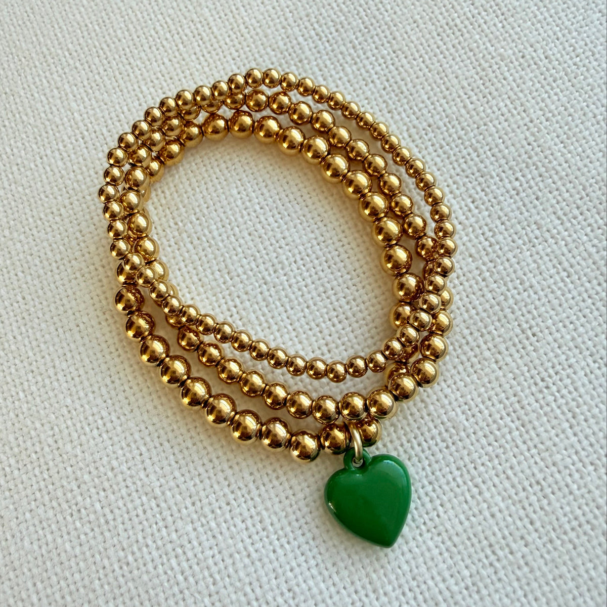 Delicate Green Heart Trio Bracelet