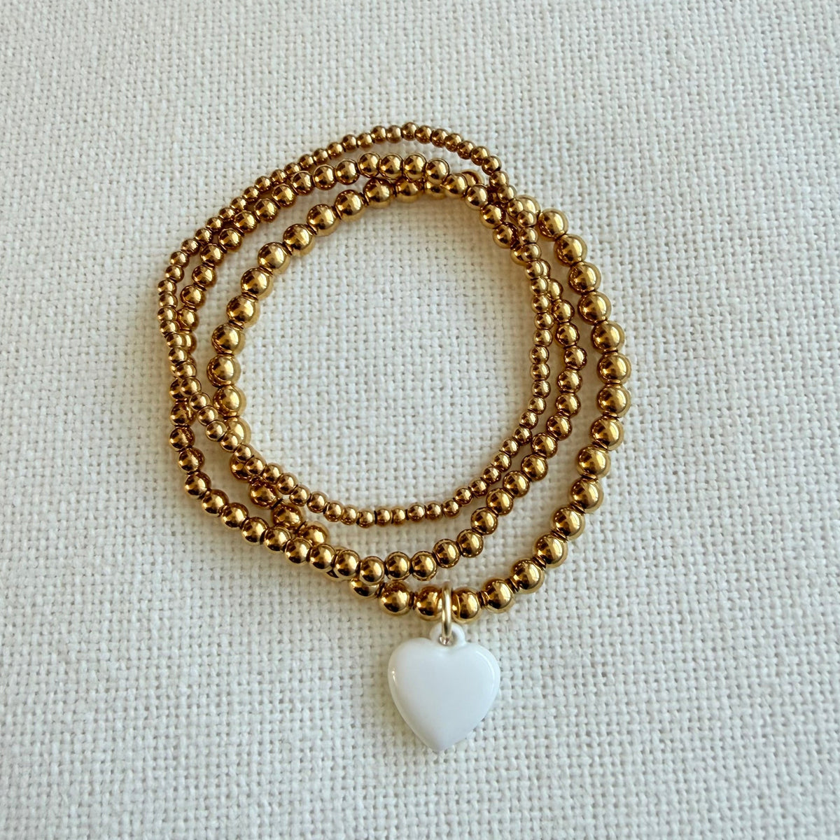 Delicate White Heart Trio Bracelet
