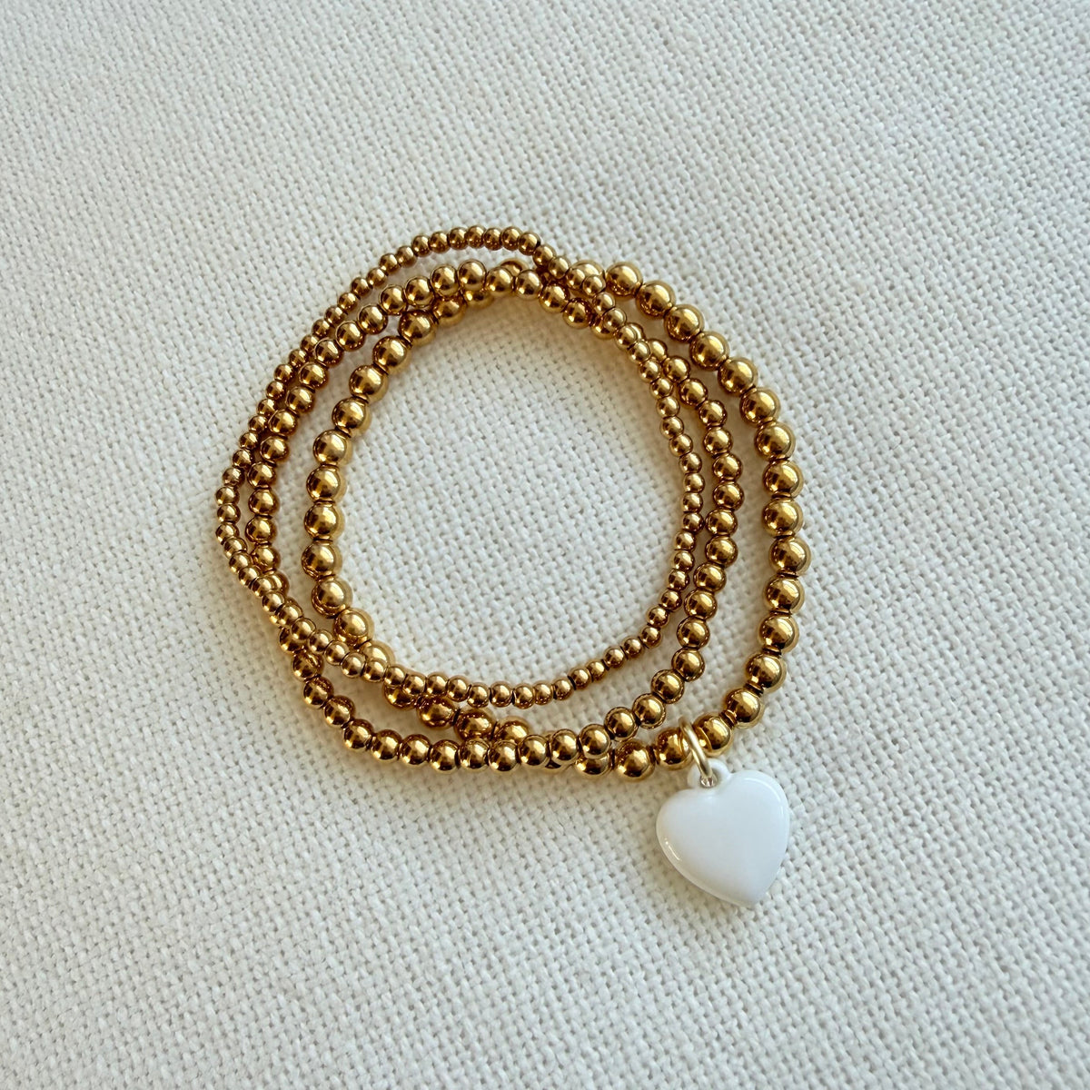 Delicate White Heart Trio Bracelet