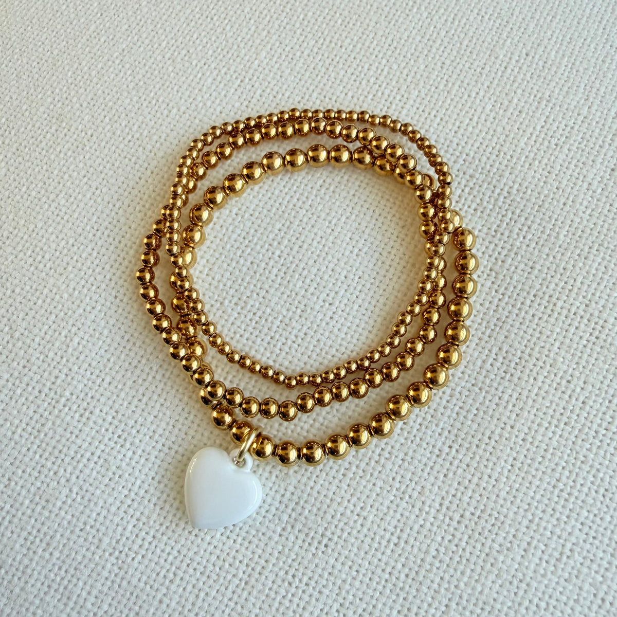 Delicate White Heart Trio Bracelet