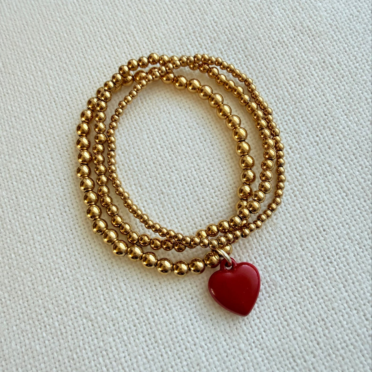 Delicate Red Heart Trio Bracelet