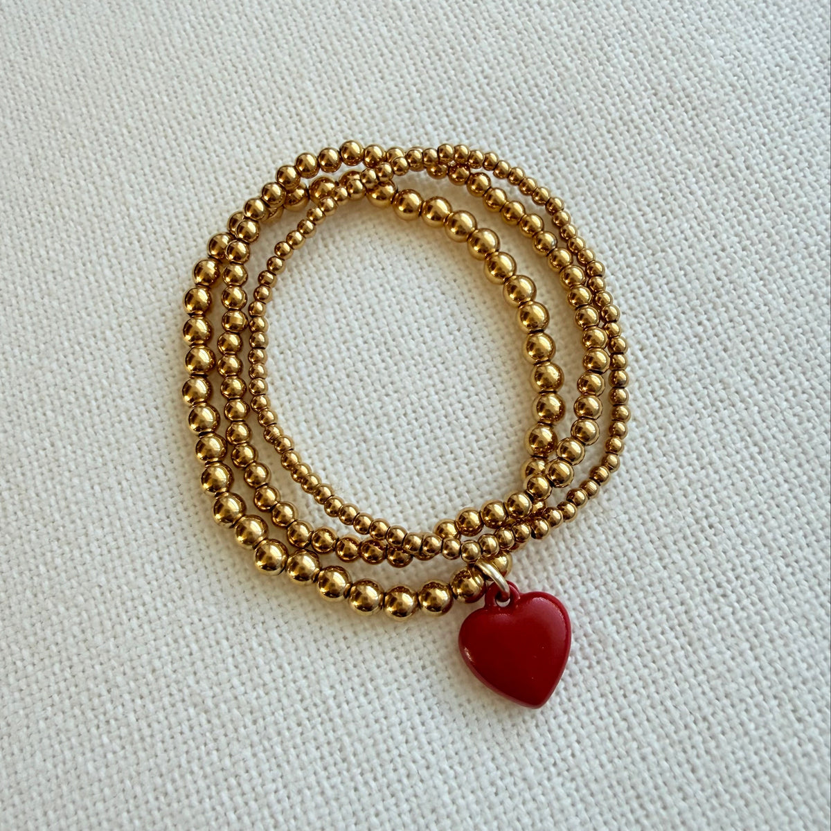 Delicate Red Heart Trio Bracelet