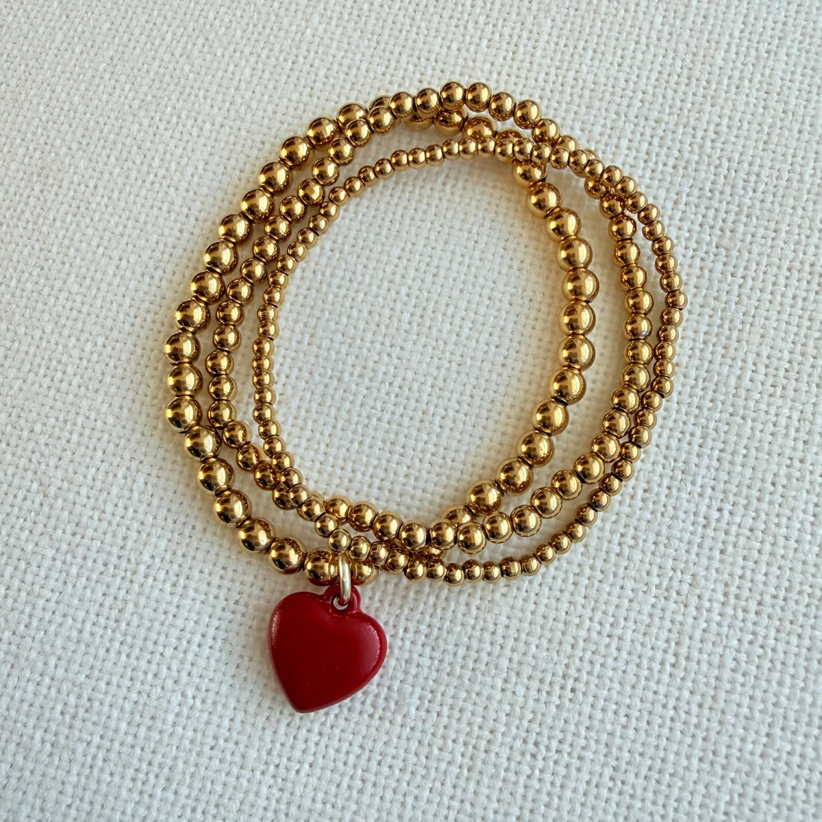 Delicate Red Heart Trio Bracelet