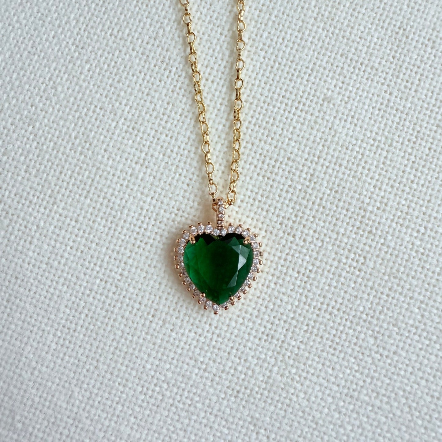 Emerald Green Heart Necklace
