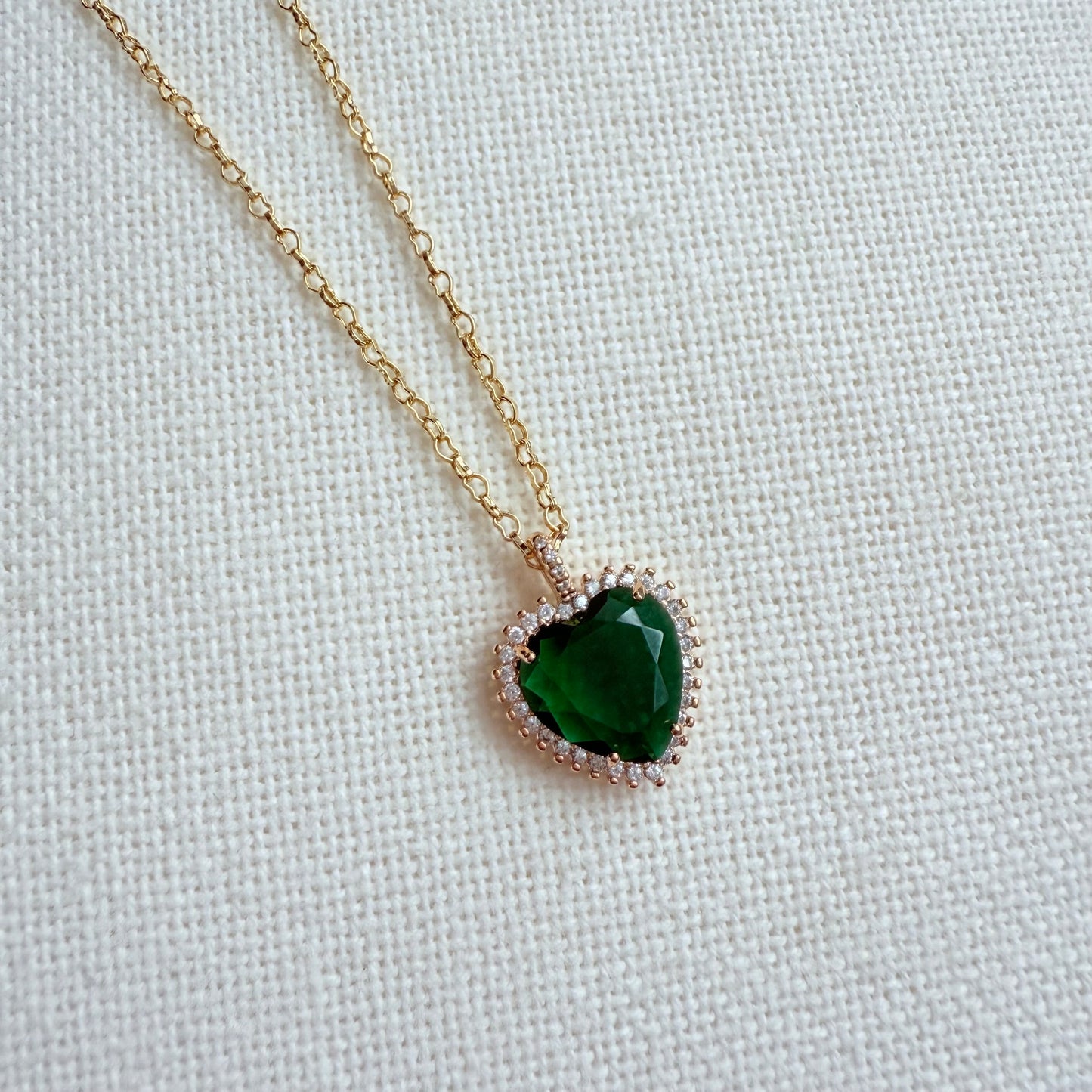 Emerald Green Heart Necklace