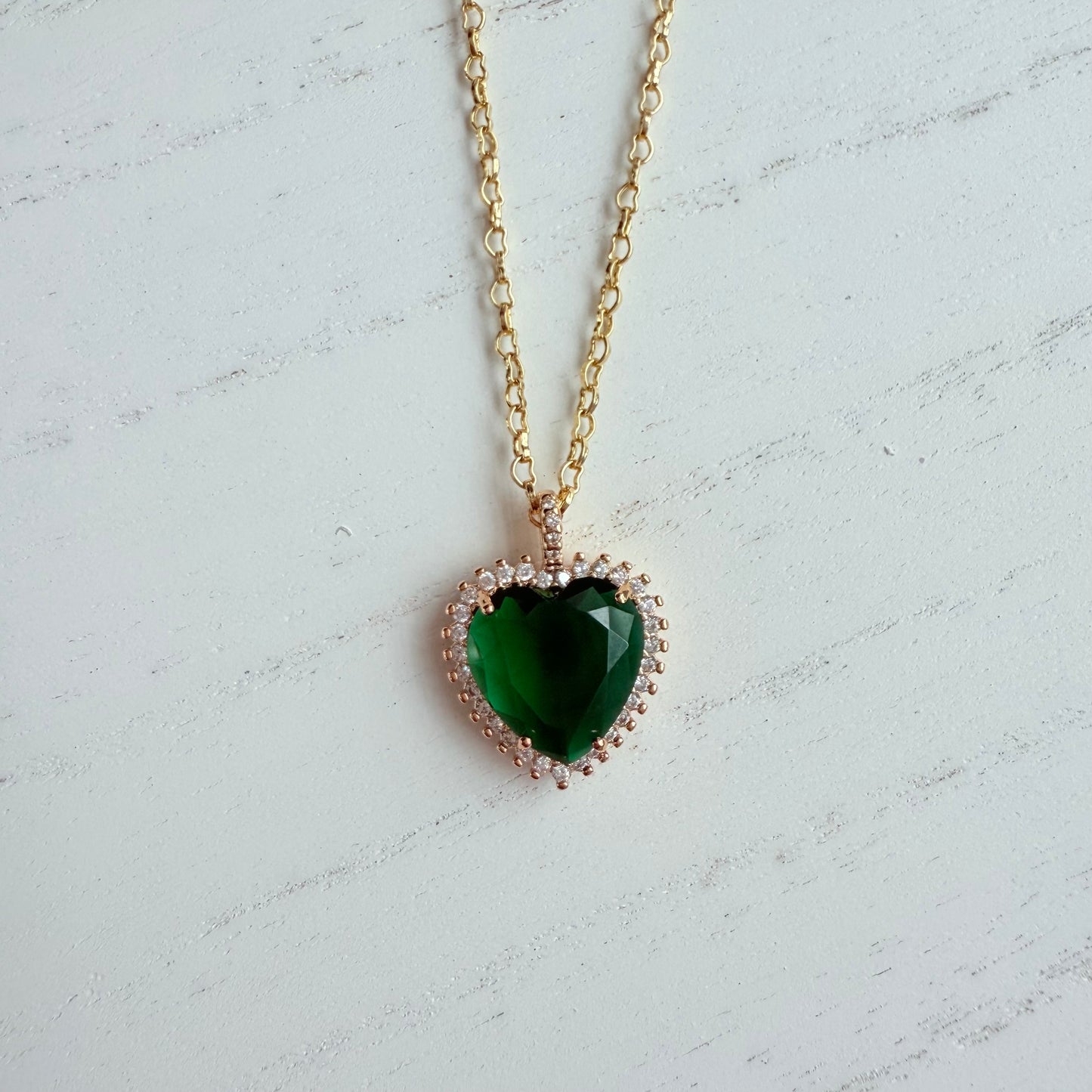 Emerald Green Heart Necklace