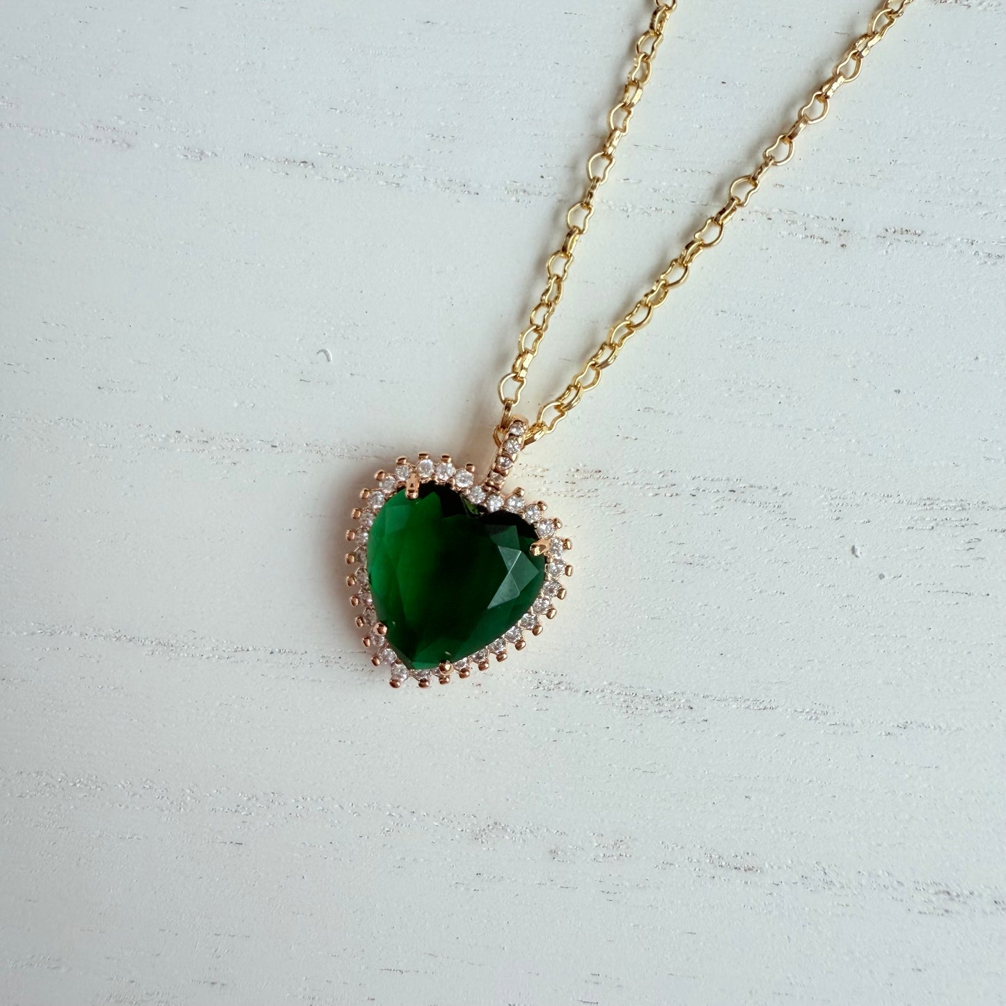 Emerald Green Heart Necklace