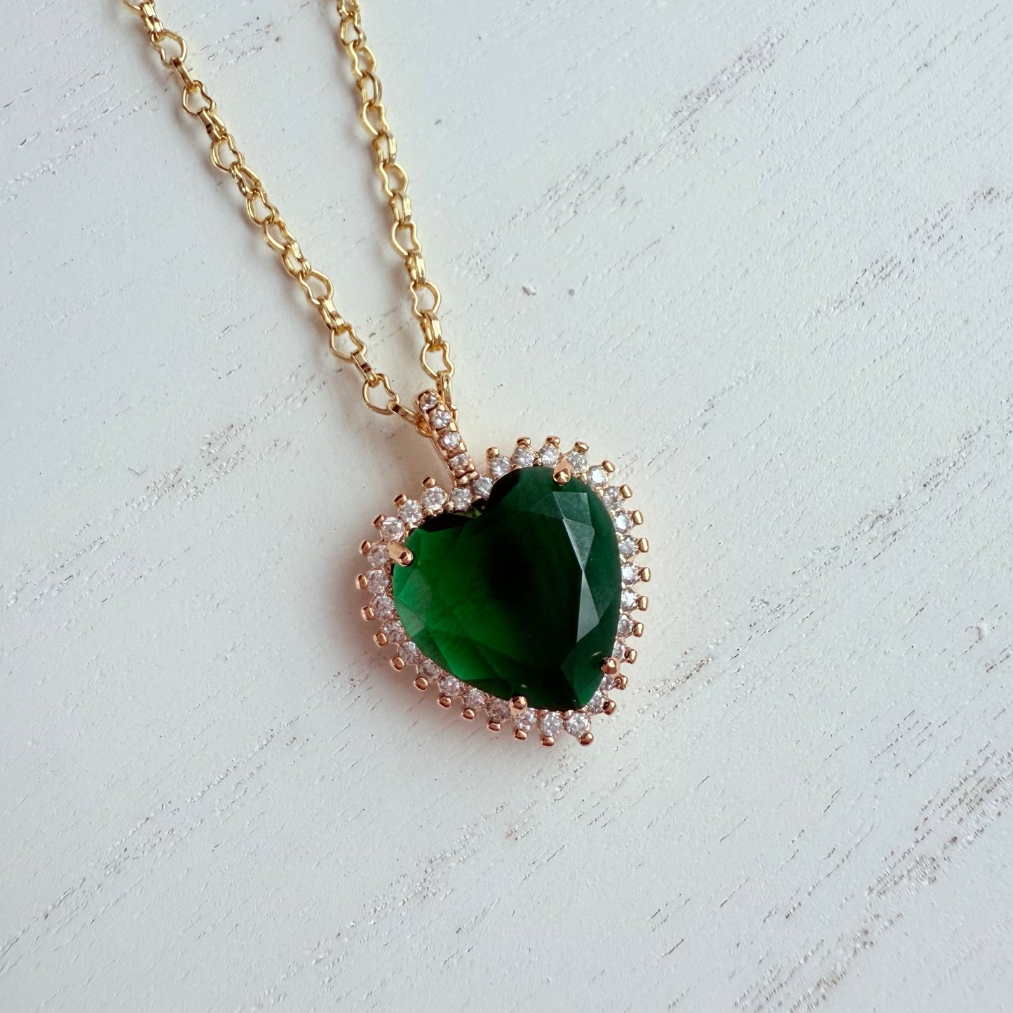 Emerald Green Heart Necklace