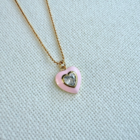 Crystal Rose Heart Necklace