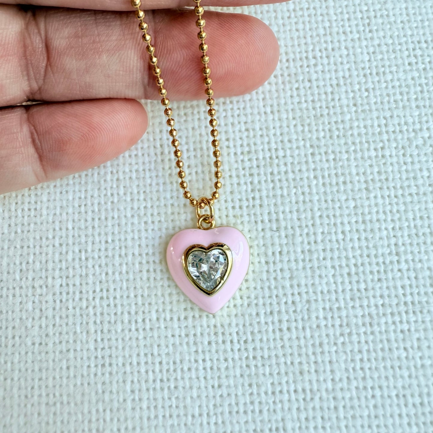 Crystal Rose Heart Necklace