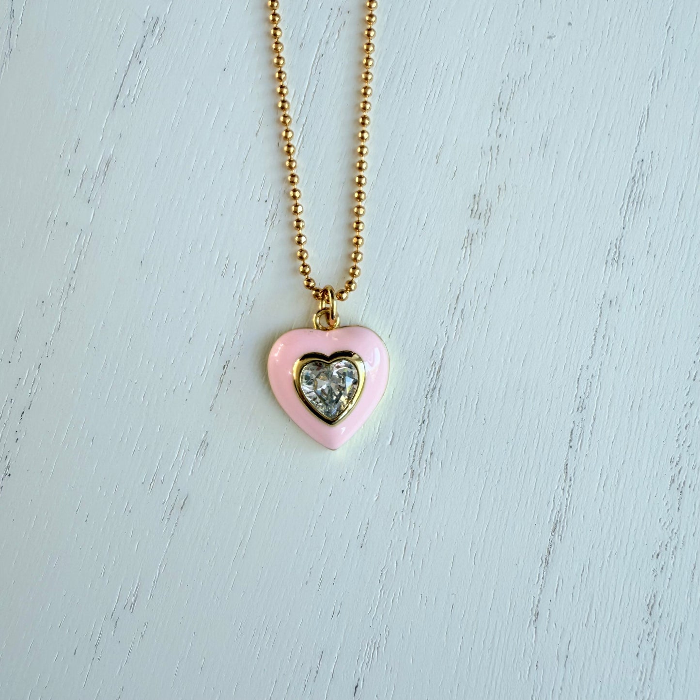 Crystal Rose Heart Necklace