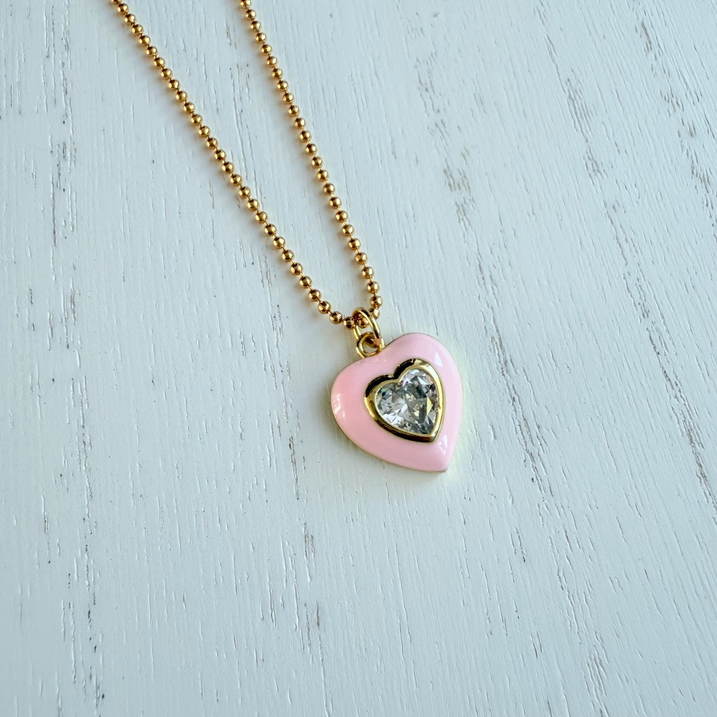 Crystal Rose Heart Necklace