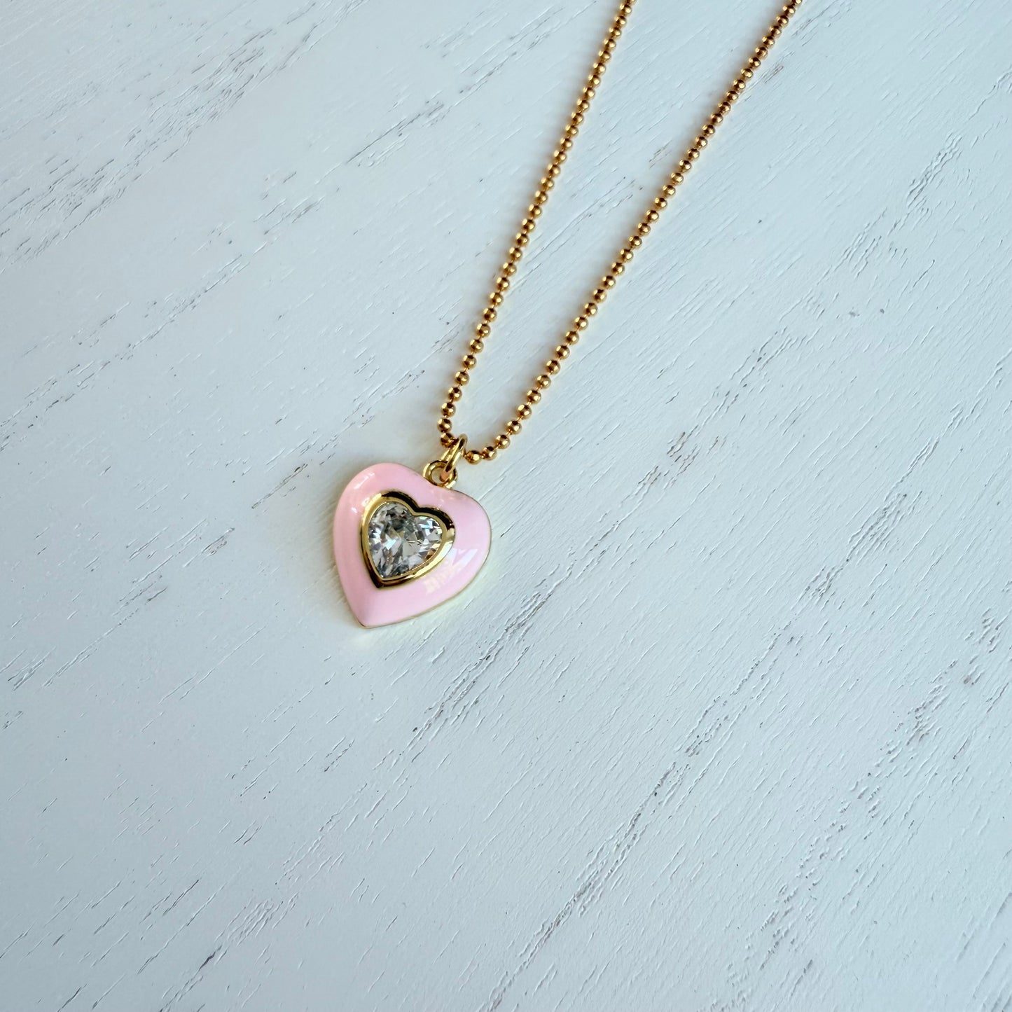 Crystal Rose Heart Necklace