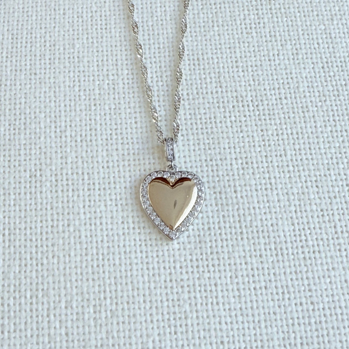 Golden Silver Heart Necklace