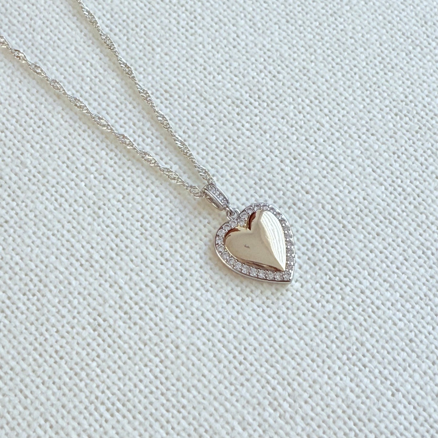 Golden Silver Heart Necklace