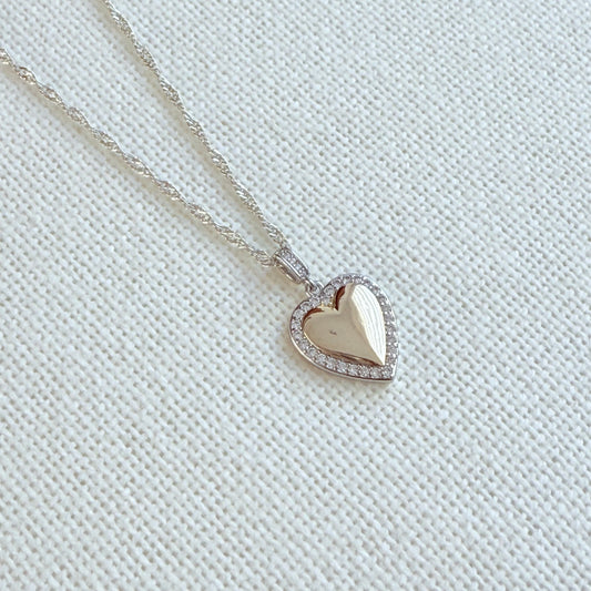 Golden Silver Heart Necklace