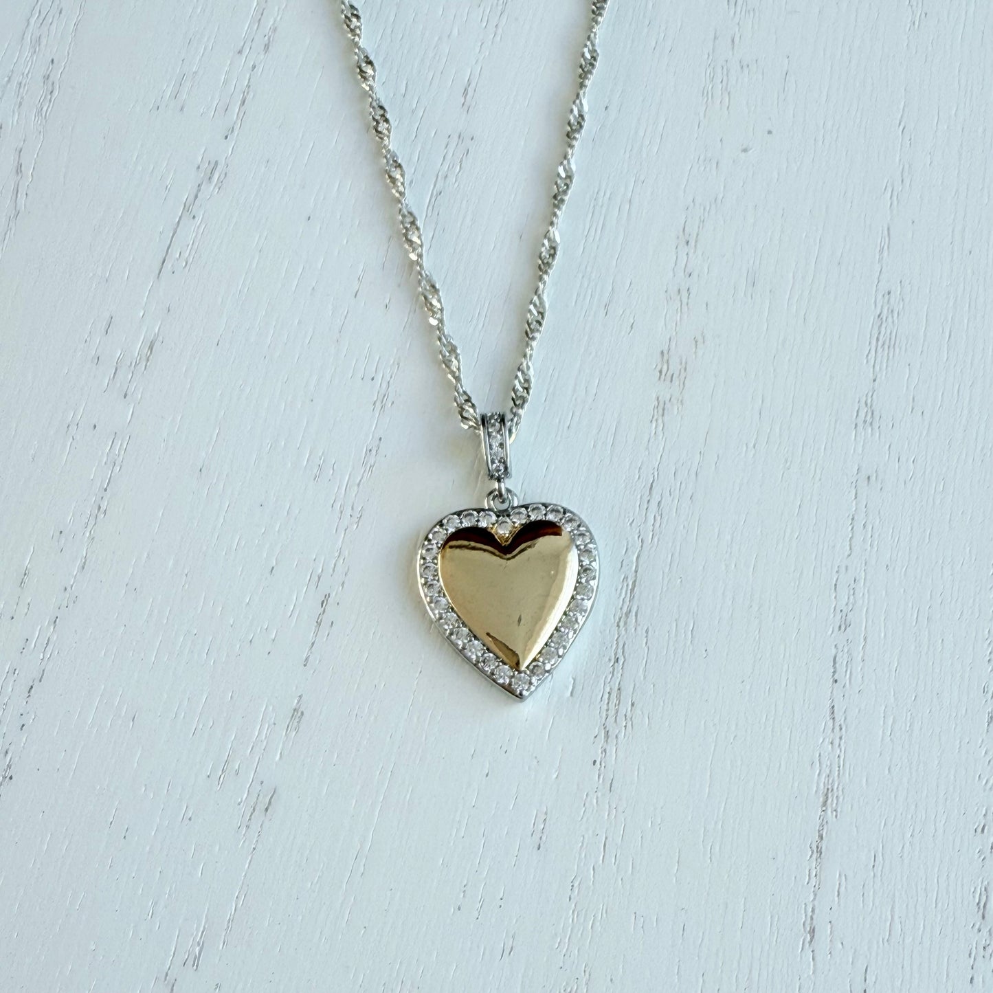 Golden Silver Heart Necklace